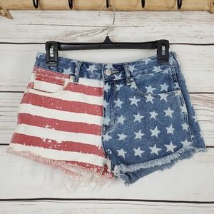 Bullhead | Distressed USA Flag Cut Off Shorts